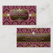 311 Golden Raspberry Chocolate Bling Damask Visitekaartje (Voorkant / Achterkant)