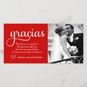 311 Gracias-fotokaart Harde rood Bedankkaart