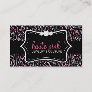 311 Haute Zebra Leopard Pink Visitekaartje