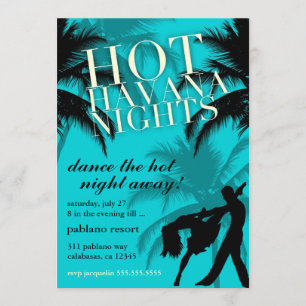 311 Hot Havana Nights Aqua Black Invite Kaart