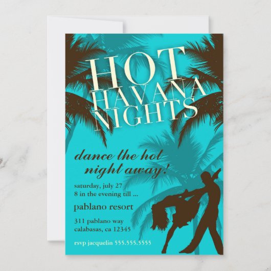 311 Hot Havana Nights Aqua Invitation Brown (Devant)