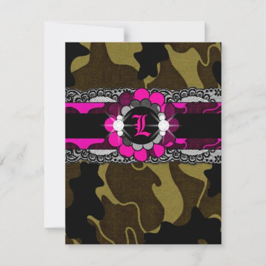 311-Hott Pink Camo Lingerie Shower Invitation Kaart (Voorkant)