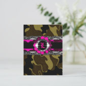311-Hott Pink Camo Lingerie Shower Invitation Kaart (Staand voorkant)