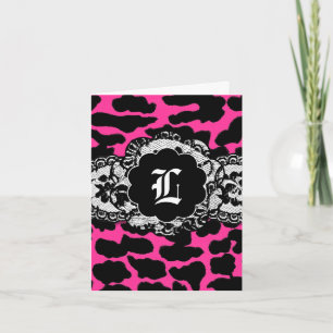 311-Hott Roze Luipaard Kant Dank U Kaart