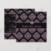 311-Isabella Invitation Pink et Black Damask (Devant / Derrière)