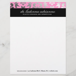 311 Ladonna Damask Pink Gepersonaliseerd Briefhoofd