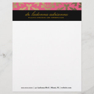 311 Ladonna Damask Pink Gepersonaliseerd Briefhoofd