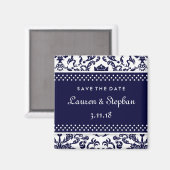 311-Lauren Damask Save the Date Navy Magneet (Voorkant / Achterkant)