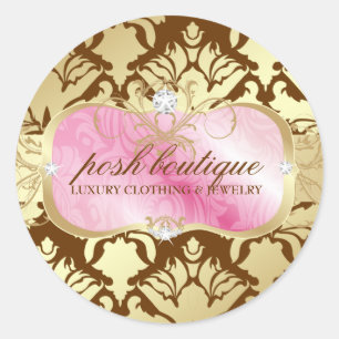 311 Lavish Pink Platter & Damask Shimmer Golden Ronde Sticker