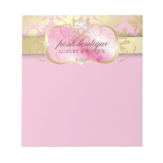 311 Lavish Pink Platter Gold Damask Notitieblok (Voorkant)