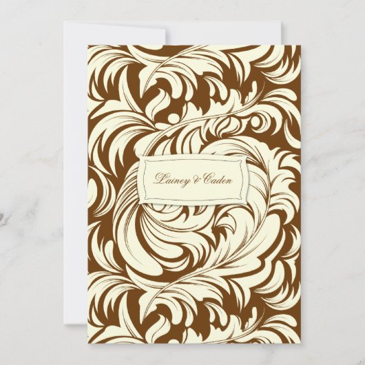 311-Lavishly Lainey Cream & Brown Invitation Kaart (Voorkant)