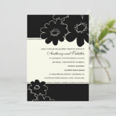 311-Les Fleurs Black Uitnodiging (Staand voorkant)