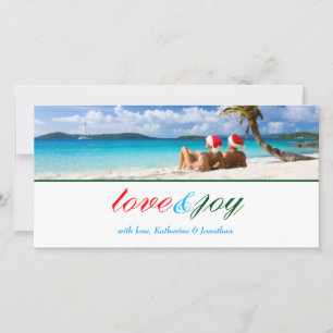 311-Love & Joy Custom Photo_Green Stripe Feestdagenkaart