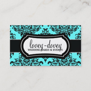311 Lovey Dovey Damask Turquoise Blue Visitekaartje