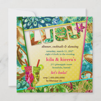311 Lushious Luau Invitation Golden Metallic Kaart