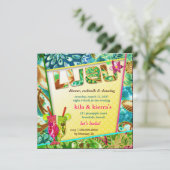 311-Lushious Luau Invitation Linen Kaart (Staand voorkant)