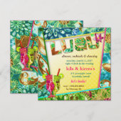 311-Lushious Luau Invitation Linen Kaart (Voorkant / Achterkant)