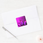 311 Lustrous Vlinder Roze Paarse Vierkante Sticker (Envelop)