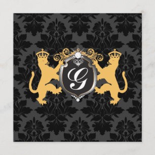 311 Luxe Lion Heraldry Yellow Baby shower Kaart