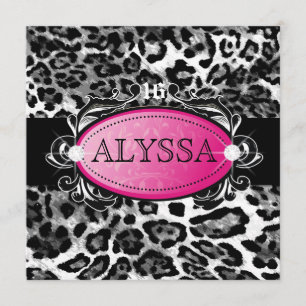 311 Luxueus Leopard Damask Sweet 16 Kaart