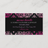 311 Luxueus roze damesmonogram Visitekaartje (Achterkant)