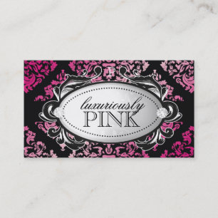 311 Luxueus roze & zwart Bord met witte naam Visitekaartje
