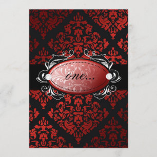 311-Luxueusement Red Licorice Damask Invitation