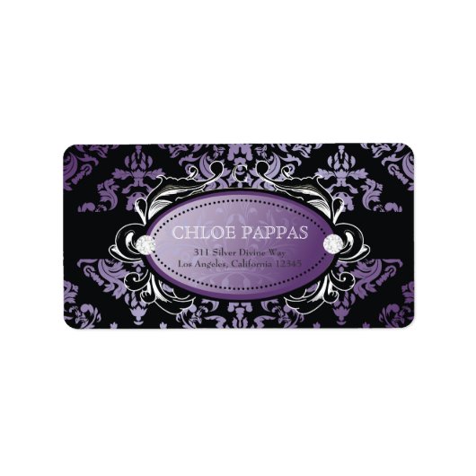 311 Luxueusement violet Étiquette Damas (Devant)
