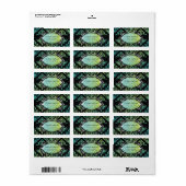 311-Luxurieusement Turquiose Lime Damask Étiquette (Feuille entière)