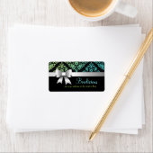 311-Luxurieusement Turquiose Lime Damask Étiquette (En situation)