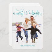 311 Merry & Bright Blue Holiday Carte photo (Devant / Derrière)