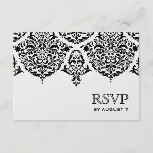 311 Mon Cherie Damask Black Ice Paper RSVP Kaartje