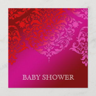 311 Mon Cherie Damask Pink & Red Baby shower Kaart