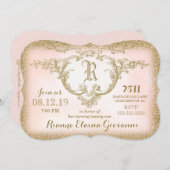 311 Monogramme Parties scintillant d'or Invitation (Devant / Derrière)