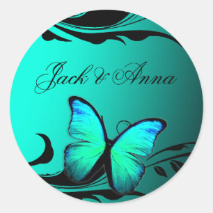 311 Mosterdvlinder Turquoise Blue Ronde Sticker