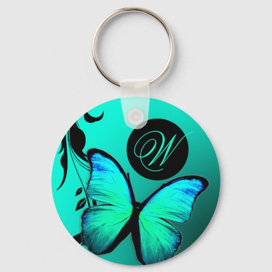 311 Mosterdvlinder Turquoise Blue Sleutelhanger (Voorkant)