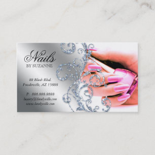 311 Nail Salon Visitekaartje Glitter Pink Silver