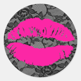 311 Oh kus het gewoon! Lace Hot Pink Ronde Sticker