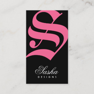 311-Oude Engelse monogram Noir n' Pink Visitekaartje