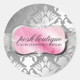311-Overvloedige Roze Platter & Damask Shimmer Ronde Sticker