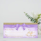311 Paarse Faux Glitter Cadeaubon (Staand voorkant)