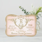 311 Parties scintillant d'or Monogramme Invitation (Debout devant)