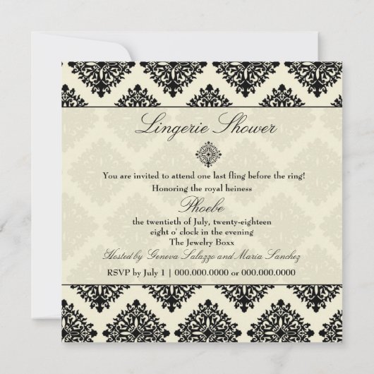 311-Phoebe Cream & Black Damask Invitation (Dos)