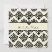 311-Phoebe Cream & Black Damask Invitation (Devant)