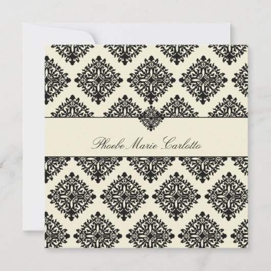 311-Phoebe Cream & Black Damask Invitation (Devant)