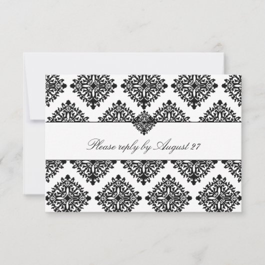 311 Phoebe Cream & Black Damask RSVP (Devant)