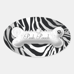 311 Posh Pooch "zilver" Zebra Ovale Sticker
