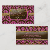 311-Raspberry Macaroon Damask Visitekaartje (Voorkant / Achterkant)