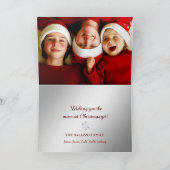 311-Red Zebra Stripes Bow Photo Carte de Noël (Intérieur)