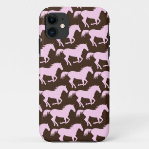 311 Roze en bruine paardenafdrukken iPhone 11 Hoesje